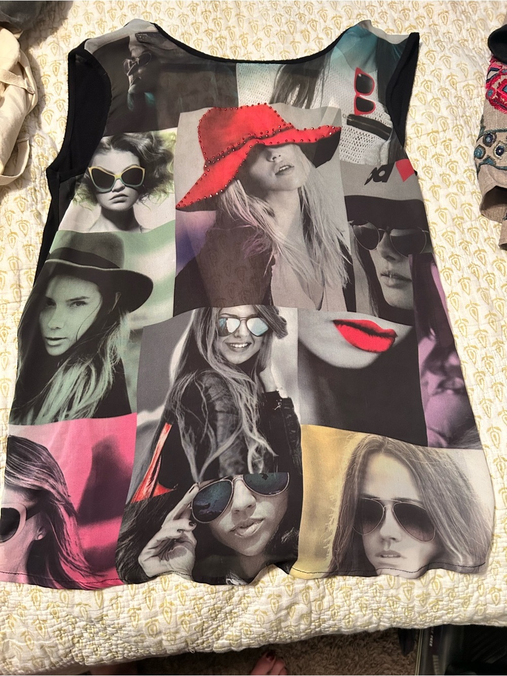 Ocasion Multi-Photo Collage Graphic Tank with Red Accent